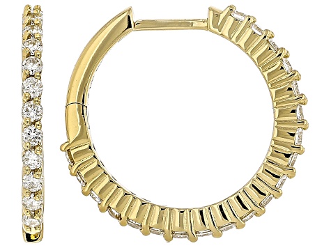 White Lab-Grown Diamond H SI 14K Yellow Gold Over Sterling Silver Set of 2 Hoop Earrings 1.55ctw