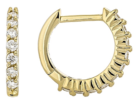White Lab-Grown Diamond H SI 14K Yellow Gold Over Sterling Silver Set of 2 Hoop Earrings 1.55ctw