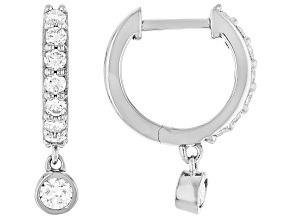 White Lab-Grown Diamond H SI Platinum Over Sterling Silver Huggie Earrings 0.60ctw