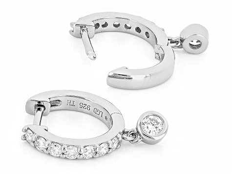 White Lab-Grown Diamond H SI Platinum Over Sterling Silver Huggie Earrings 0.60ctw