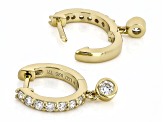 White Lab-Grown Diamond H SI 14K Yellow Gold Over Sterling Silver Huggie Earrings 0.60ctw