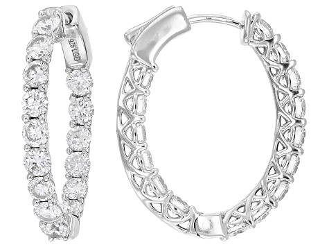 White Lab-Grown Diamond H SI Rhodium Over Sterling Silver Inside-Out Hoop Earrings 3.00ctw