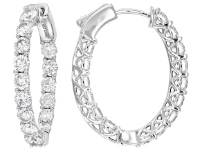 White Lab-Grown Diamond H SI Rhodium Over Sterling Silver Inside-Out Hoop Earrings 3.00ctw