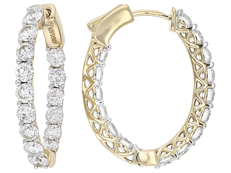 White Lab-Grown Diamond H SI 14K Yellow Gold Over Sterling Silver