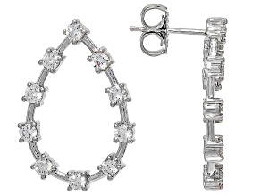 White Lab-Grown Diamond H SI Rhodium Over Sterling Silver Drop Earrings 1.60ctw