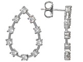 White Lab-Grown Diamond H SI Rhodium Over Sterling Silver Drop Earrings 1.60ctw
