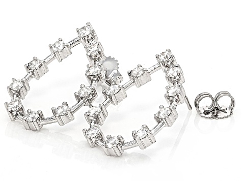 White Lab-Grown Diamond H SI Rhodium Over Sterling Silver Drop Earrings 1.60ctw