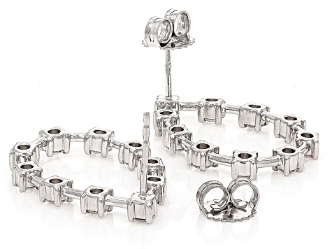 White Lab-Grown Diamond H SI Rhodium Over Sterling Silver Drop Earrings 1.60ctw