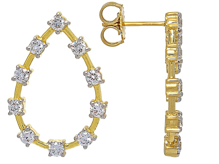 White Lab-Grown Diamond H SI 14K Yellow Gold Over Sterling Silver Drop Earrings 1.60ctw