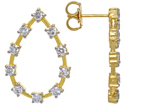 White Lab-Grown Diamond H SI 14K Yellow Gold Over Sterling Silver Drop Earrings 1.60ctw