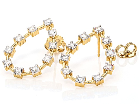 White Lab-Grown Diamond H SI 14K Yellow Gold Over Sterling Silver Drop Earrings 1.60ctw