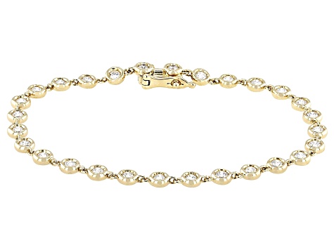 White Lab-Grown Diamond G-H SI1 10K Yellow Gold Station Bracelet 1.50ctw