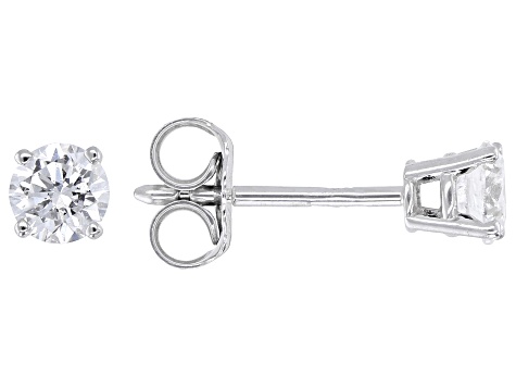 Round White Lab-Grown Diamond G-H SI1 10K White Gold Solitaire Stud Earrings 0.33ctw