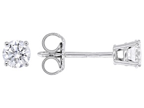 Round White Lab-Grown Diamond G-H SI1 10K White Gold Solitaire Stud Earrings 0.33ctw