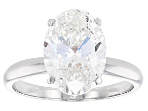 Oval White Lab-Grown Diamond G-H SI1 14K White Gold Solitaire Ring 3.50ct