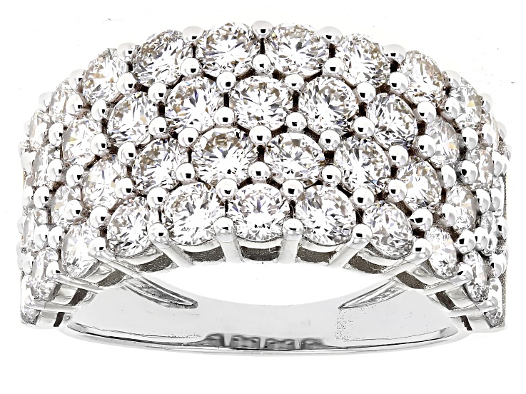 White Lab-Grown Diamond H SI1 10K White Gold Multi-Row Ring 3.25ctw