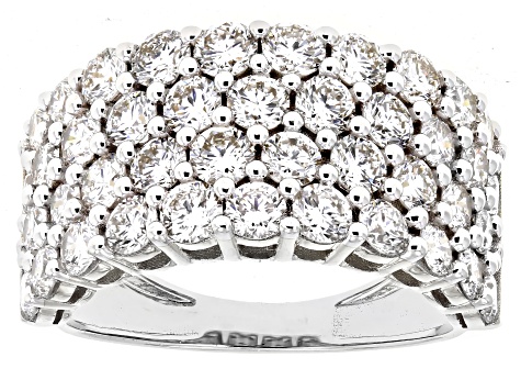 White Lab-Grown Diamond H SI1 10K White Gold Multi-Row Ring 3.25ctw