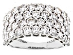 White Lab-Grown Diamond H SI1 10K White Gold Multi-Row Ring 3.25ctw
