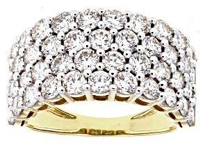 White Lab-Grown Diamond H SI1 10K Yellow Gold Multi-Row Ring 3.25ctw
