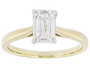 Certified Emerald Cut Lab-Grown Diamond H SI1 10K Yellow Gold Solitaire Ring 1.00ct