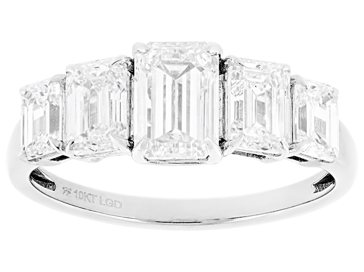 Certified Emerald Cut White Lab-Grown Diamond H SI1 10K White Gold Band Ring 2.50ctw