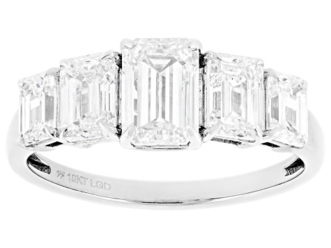 Certified Emerald Cut White Lab-Grown Diamond H SI1 10K White Gold Band Ring 2.50ctw