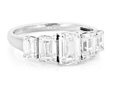 Certified Emerald Cut White Lab-Grown Diamond H SI1 10K White Gold Band Ring 2.50ctw