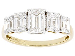 Certified Emerald Cut White Lab-Grown Diamond H SI1 10K Yellow Gold Band Ring 2.50ctw