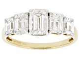 Certified Emerald Cut White Lab-Grown Diamond H SI1 10K Yellow Gold Band Ring 2.50ctw