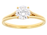 Certified Round White Lab-Grown Diamond H SI1 14K Yellow Gold Over Silver Solitaire Ring 1.00ct