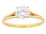 Certified Round White Lab-Grown Diamond H SI1 14K Yellow Gold Over Silver Solitaire Ring 1.00ct