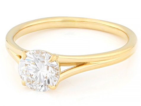 Certified Round White Lab-Grown Diamond H SI1 14K Yellow Gold Over Silver Solitaire Ring 1.00ct