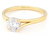Certified Round White Lab-Grown Diamond H SI1 14K Yellow Gold Over Silver Solitaire Ring 1.00ct