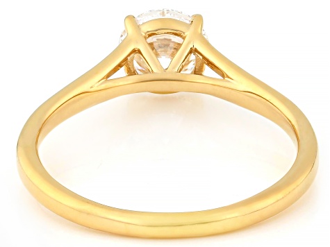 Certified Round White Lab-Grown Diamond H SI1 14K Yellow Gold Over Silver Solitaire Ring 1.00ct