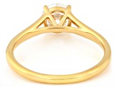 Certified Round White Lab-Grown Diamond H SI1 14K Yellow Gold Over Silver Solitaire Ring 1.00ct