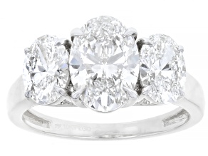 Certified Oval Lab-Grown Diamond H SI1 10K White Gold 3-Stone Ring 3.50ctw