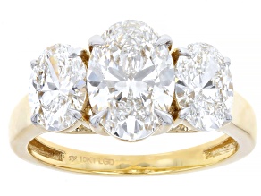 Certified Oval Lab-Grown Diamond H SI1 10K Yellow Gold 3-Stone Ring 3.50ctw