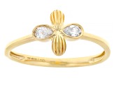 Pear Shape White Lab-Grown Diamond H SI1 14K Yellow Gold Over Sterling Silver Clover Ring 0.20ctw