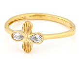 Pear Shape White Lab-Grown Diamond H SI1 14K Yellow Gold Over Sterling Silver Clover Ring 0.20ctw