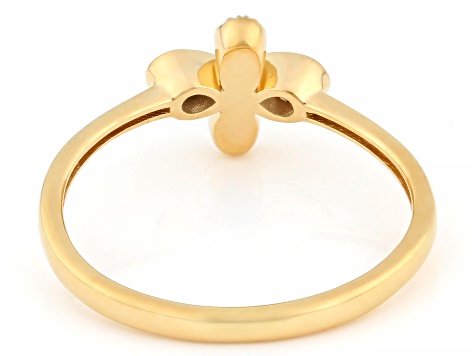 Pear Shape White Lab-Grown Diamond H SI1 14K Yellow Gold Over Sterling Silver Clover Ring 0.20ctw