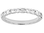 Round and Baguette White Lab-Grown Diamond H SI1 10K White Gold Band Ring 0.50ctw
