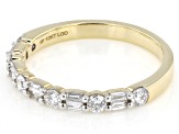 Round and Baguette White Lab-Grown Diamond H SI1 10K Yellow Gold Band Ring 0.50ctw