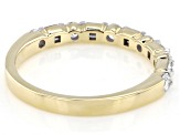 Round and Baguette White Lab-Grown Diamond H SI1 10K Yellow Gold Band Ring 0.50ctw