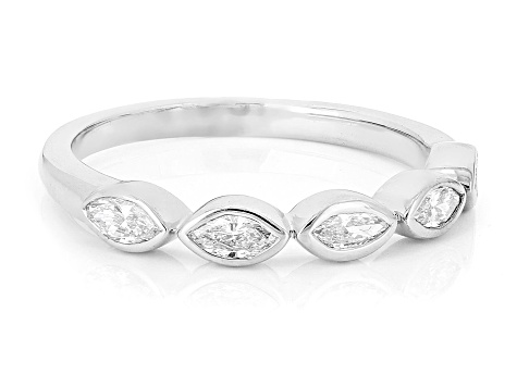 Marquise White Lab-Grown Diamond H SI1 10K White Gold Band Ring 0.50ctw