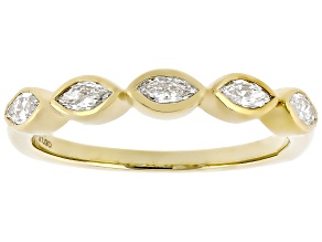 Marquise White Lab-Grown Diamond H SI1 10K Yellow Gold Band Ring 0.50ctw