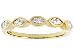 Marquise White Lab-Grown Diamond H SI1 10K Yellow Gold Band Ring 0.50ctw