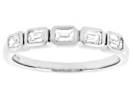 Emerald Cut White Lab-Grown Diamond H SI1 10K White Gold Band Ring 0.50ctw