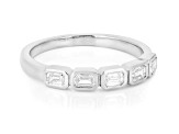 Emerald Cut White Lab-Grown Diamond H SI1 10K White Gold Band Ring 0.50ctw