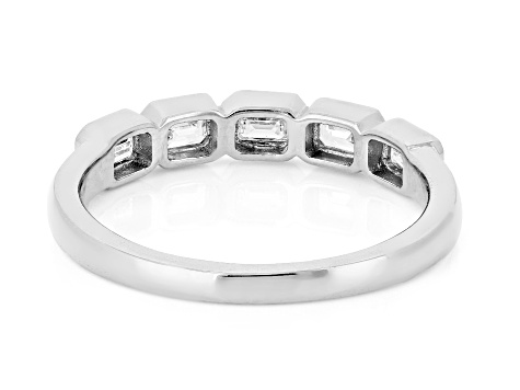 Emerald Cut White Lab-Grown Diamond H SI1 10K White Gold Band Ring 0.50ctw
