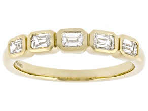 Emerald Cut White Lab-Grown Diamond H SI1 10K Yellow Gold Band Ring 0.50ctw